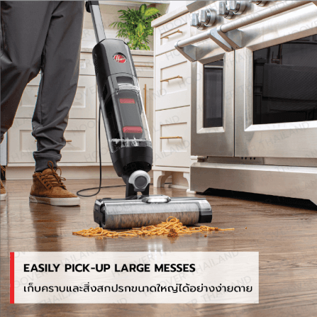 เครื่องดูดฝุ่น ถูพื้น ด้ามจับ HOOVER STREAMLINE ทำความสะอาดชิดขอบผนัง และระบบทำความสะอาดด้วยตัวเอง (สายไฟยาว 7.6 เมตร)  สีเทาดำ_3
